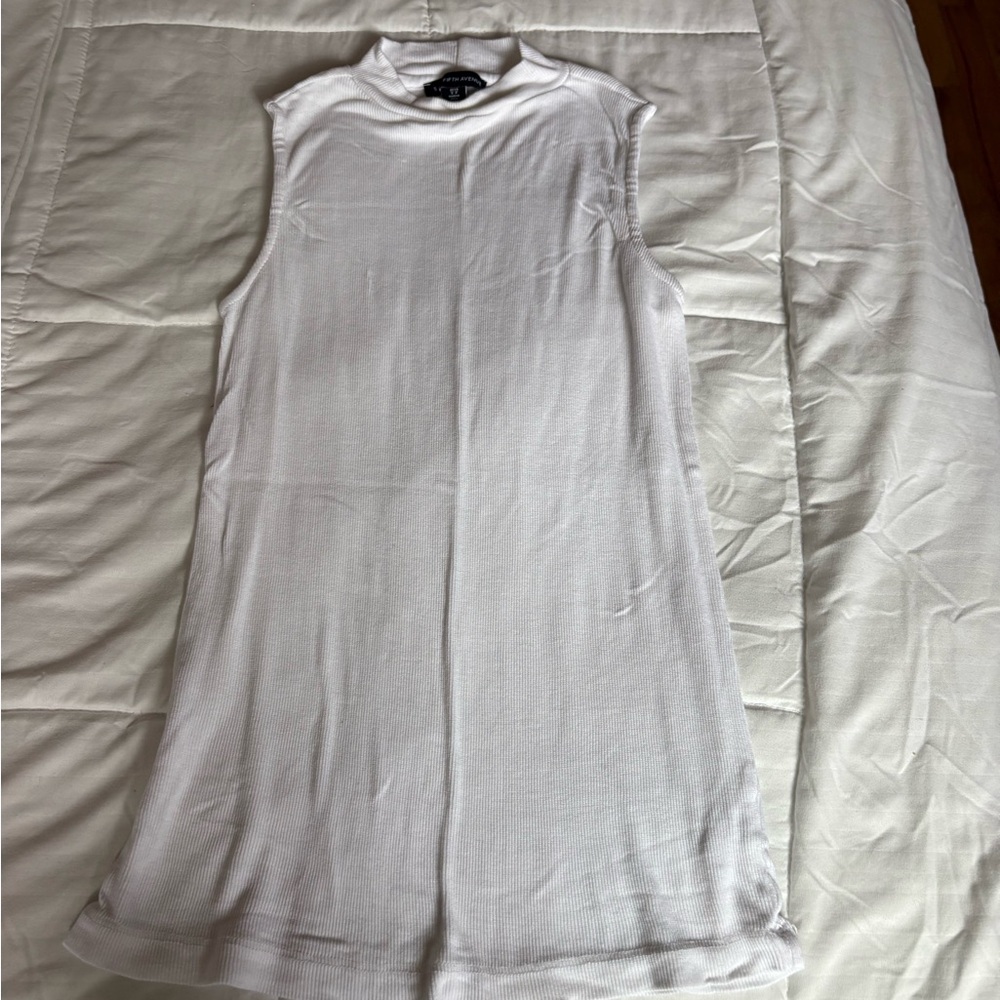 Saks Fifth Avenue Cream Ribbed Mock Neck Top